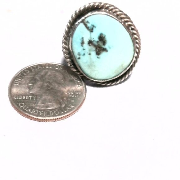 Vintage NATIVE AMERICAN TURQUOISE RING size 7 - Picture 6 of 7